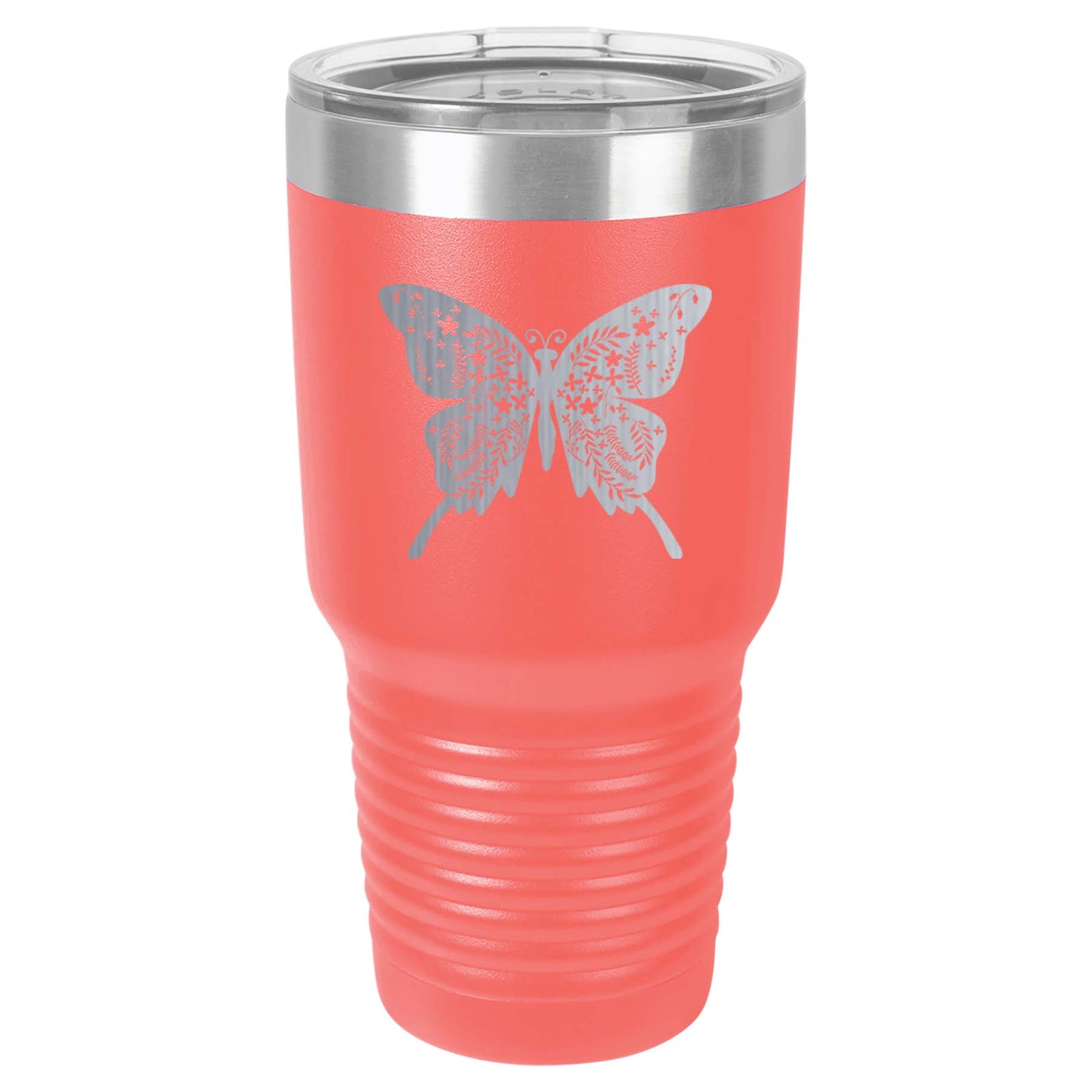 Butterfly Mandala Engraved 30oz Coral Polar Camel Tumbler by Sunny Box