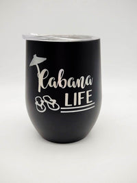 Cabana Life - Engraved 9oz Stemless Wine Tumbler Black - Sunny Box