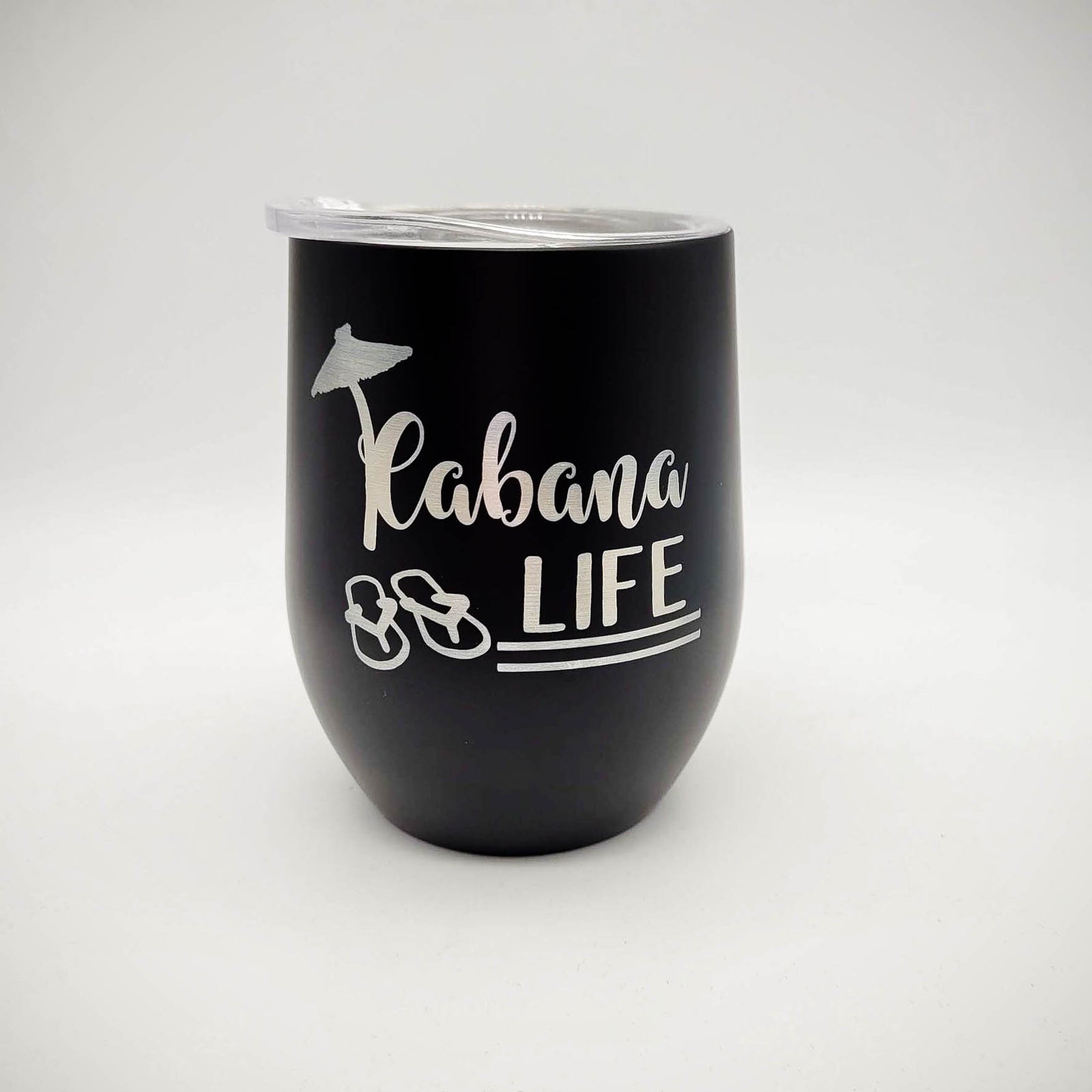 Cabana Life - Engraved 9oz Stemless Wine Tumbler Black - Sunny Box