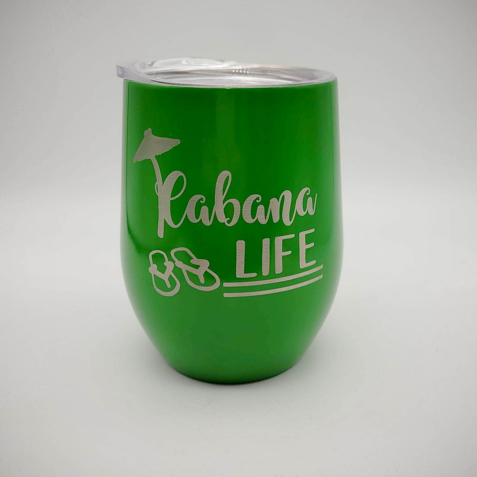 Cabana Life - Engraved 9oz Stemless Wine Tumbler Green - Sunny Box