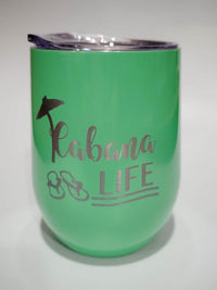 Cabana Life Engraved 9oz Stemless Wine Tumbler Dark Mint by Sunny Box