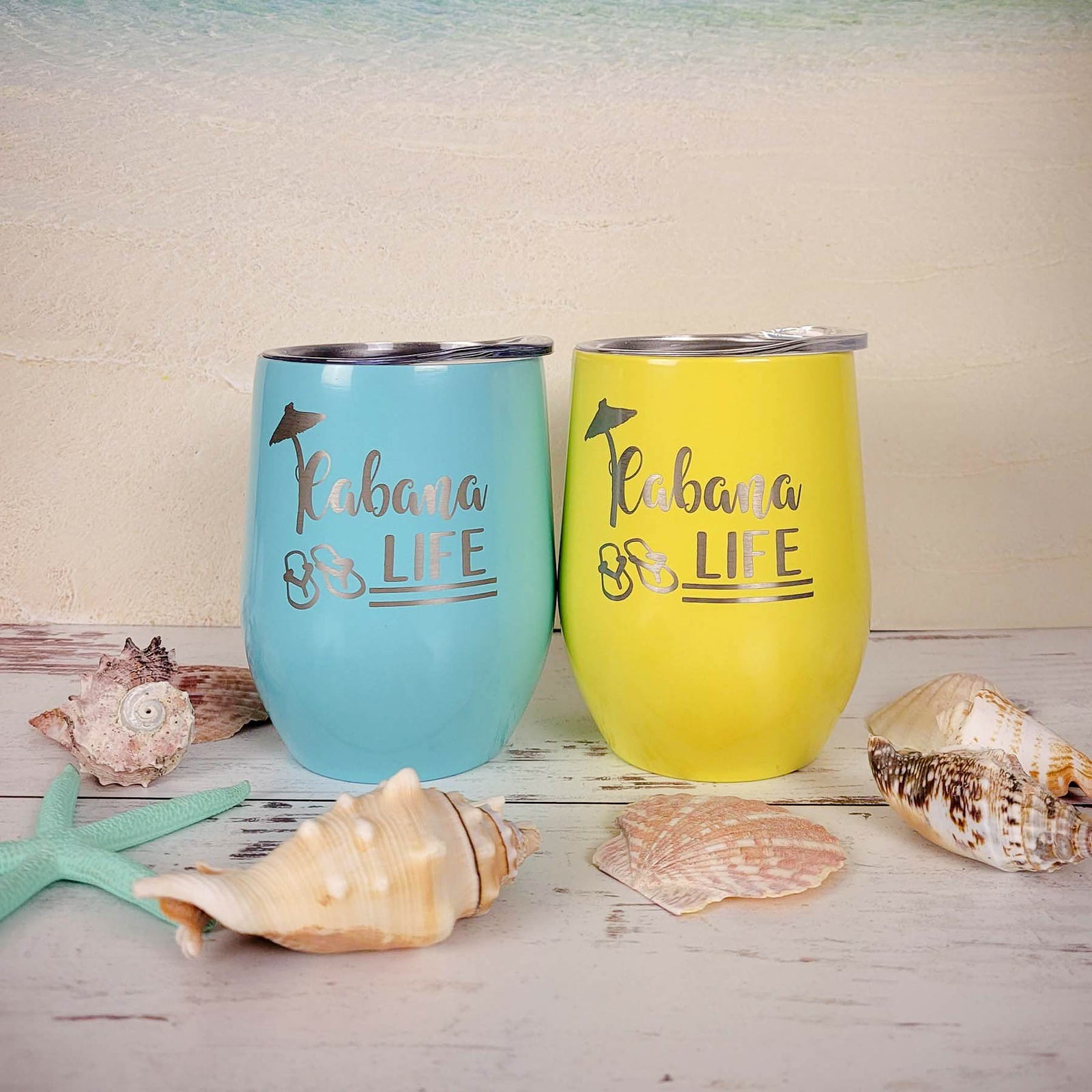 Cabana Life Engraved 9oz Stemless Wine Tumbler by Sunny Box