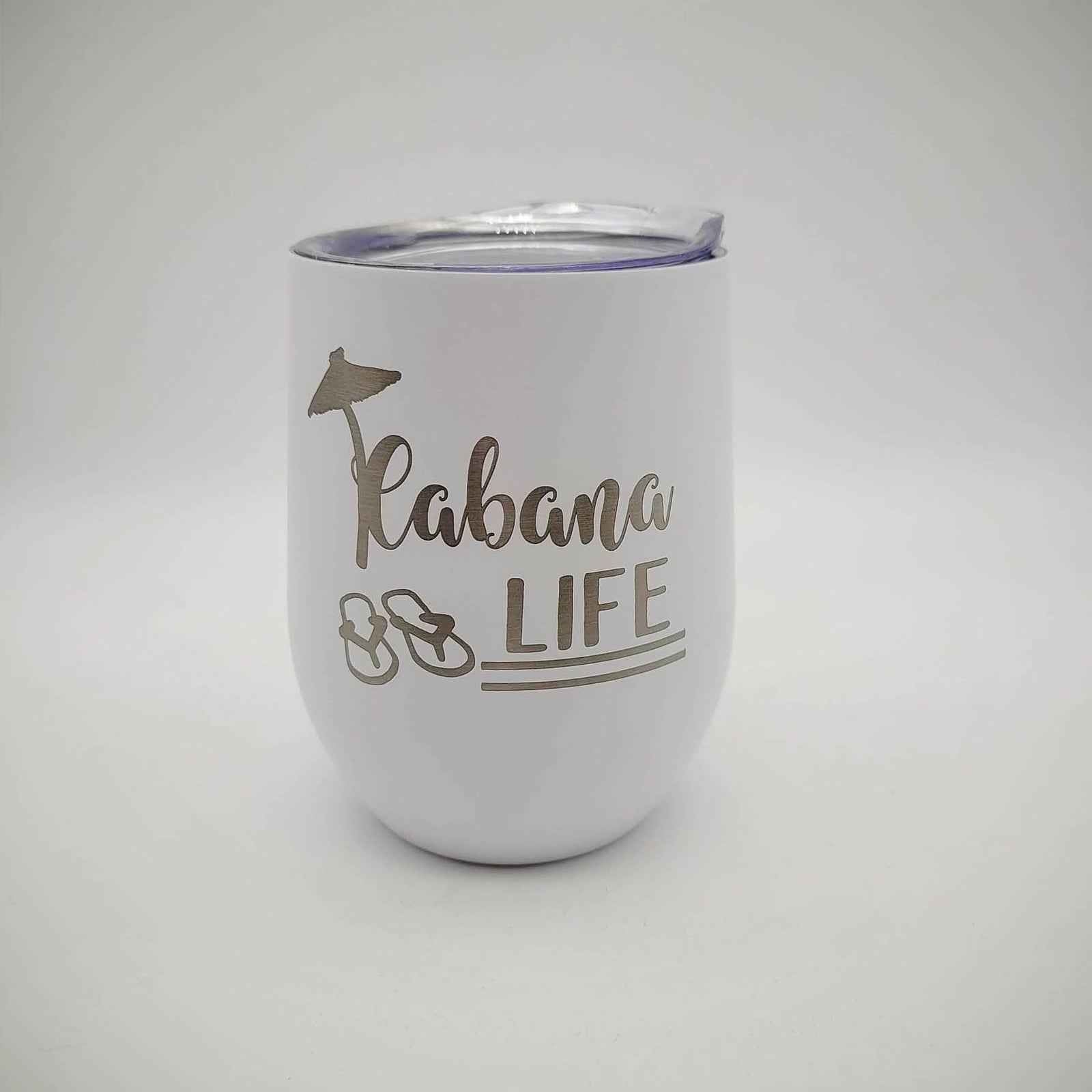 Cabana Life - Engraved 9oz Stemless Wine Tumbler White - Sunny Box