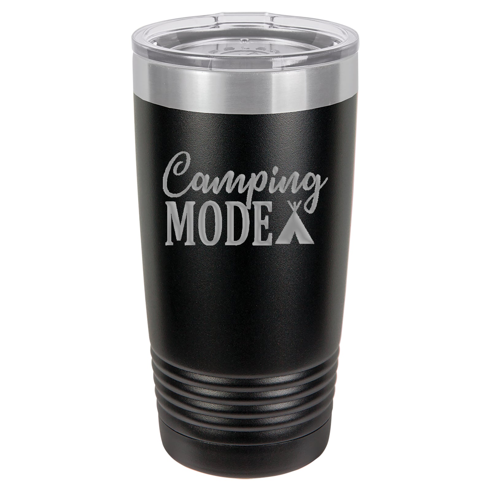 Camping Mode Engraved 20oz Black Polar Camel Tumbler - Sunny Box