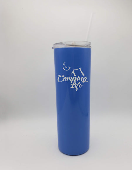 Camping Life - Engraved 20oz Skinny Tumbler Blue - Sunny Box