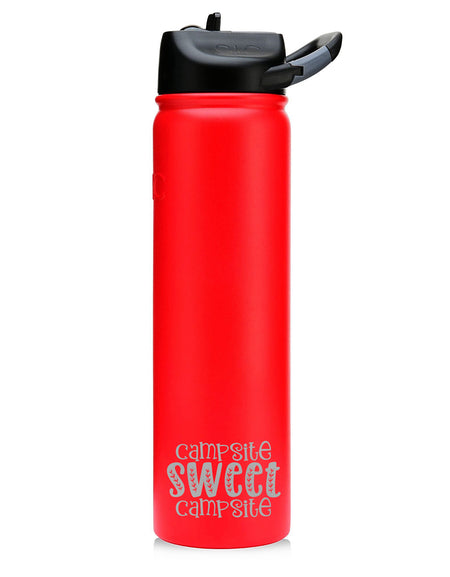 Campsite Sweet Campsite - Engraved 27oz SIC Water Bottle - Matte Red - Sunny Box