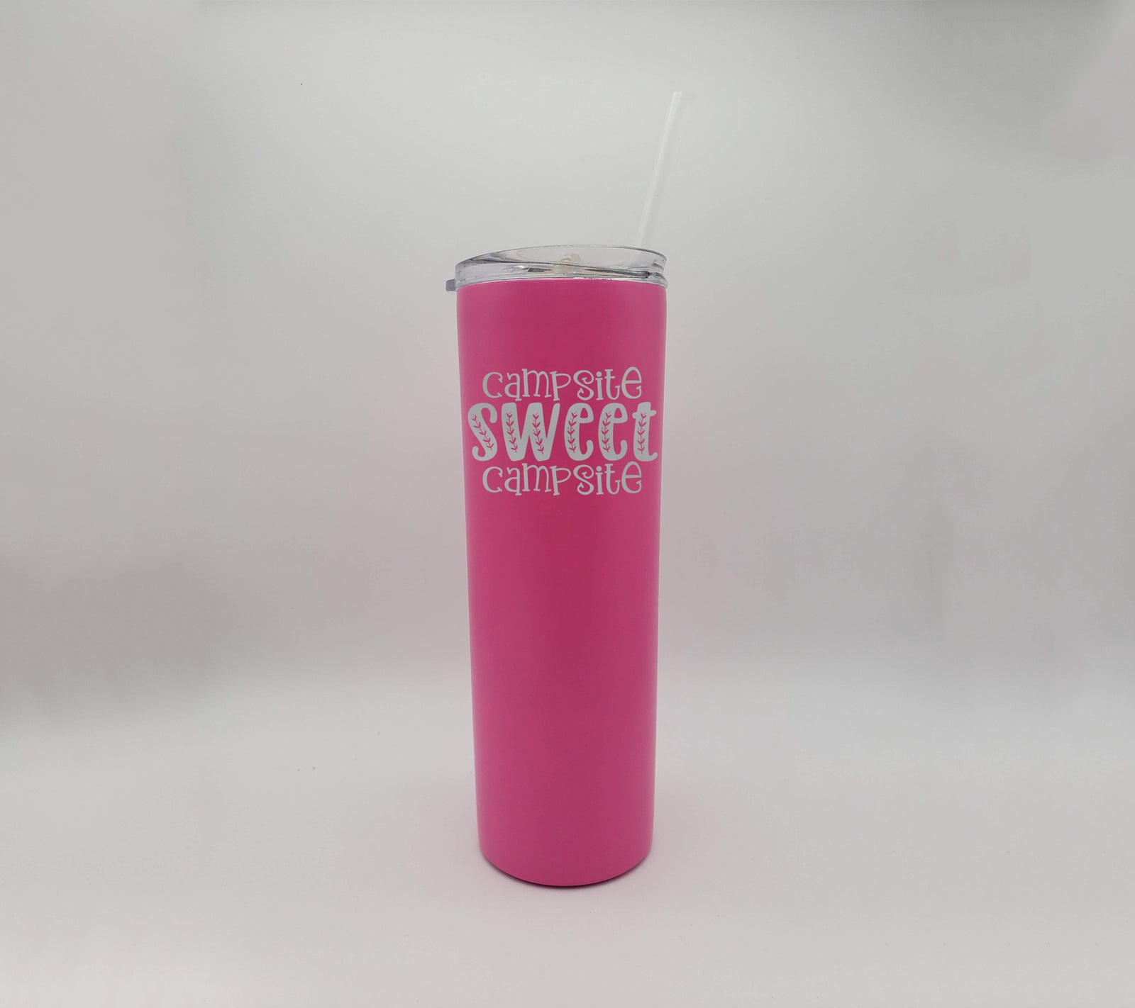 Campsite Sweet Campsite - Engraved 20oz Skinny Tumbler - Pink - Sunny Box