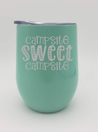 Campsite Sweet Campsite - Engraved 9oz Wine Tumbler - Mint - Sunny Box