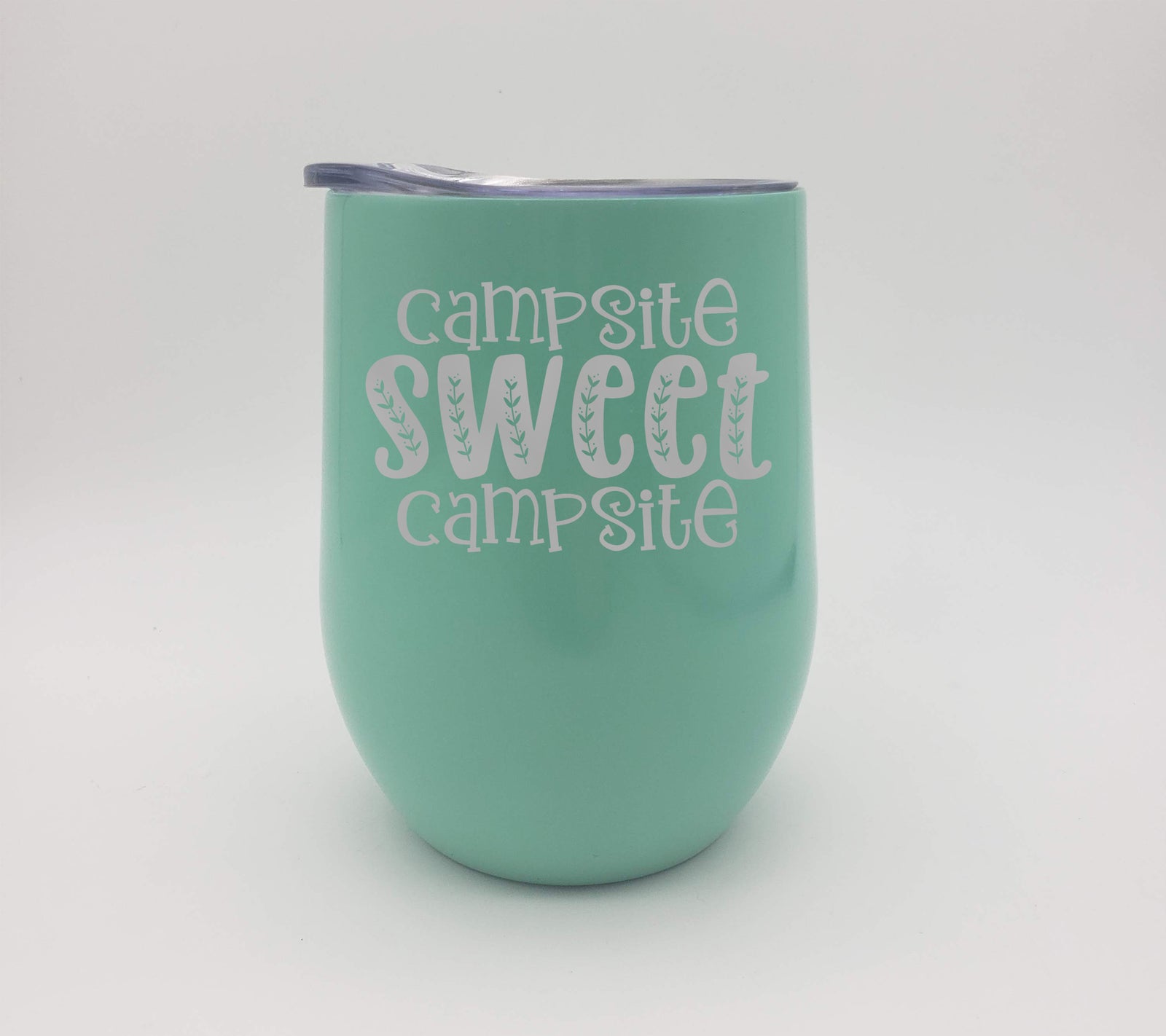 Campsite Sweet Campsite - Engraved 9oz Wine Tumbler - Mint - Sunny Box