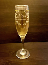 Engraved Champagne Flute Glass Wedding and Bridal Party Gifts by Sunny Box