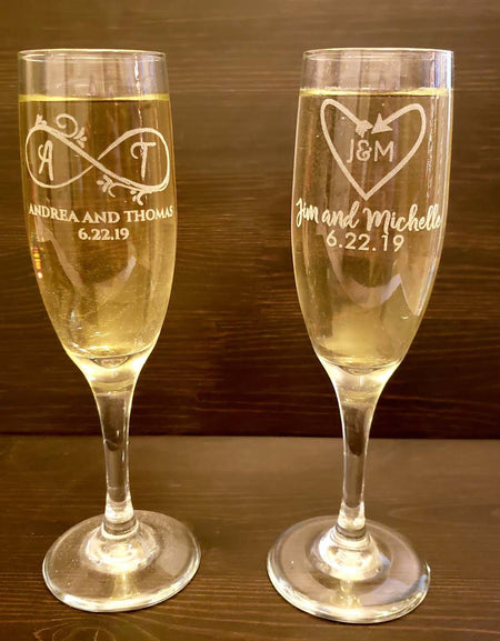 Engraved Champagne Flute Glass Wedding and Bridal Party Gifts by Sunny Box