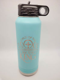 Child of the One True King - Christian Engraved 32oz Water Bottle Teal Sunny Box