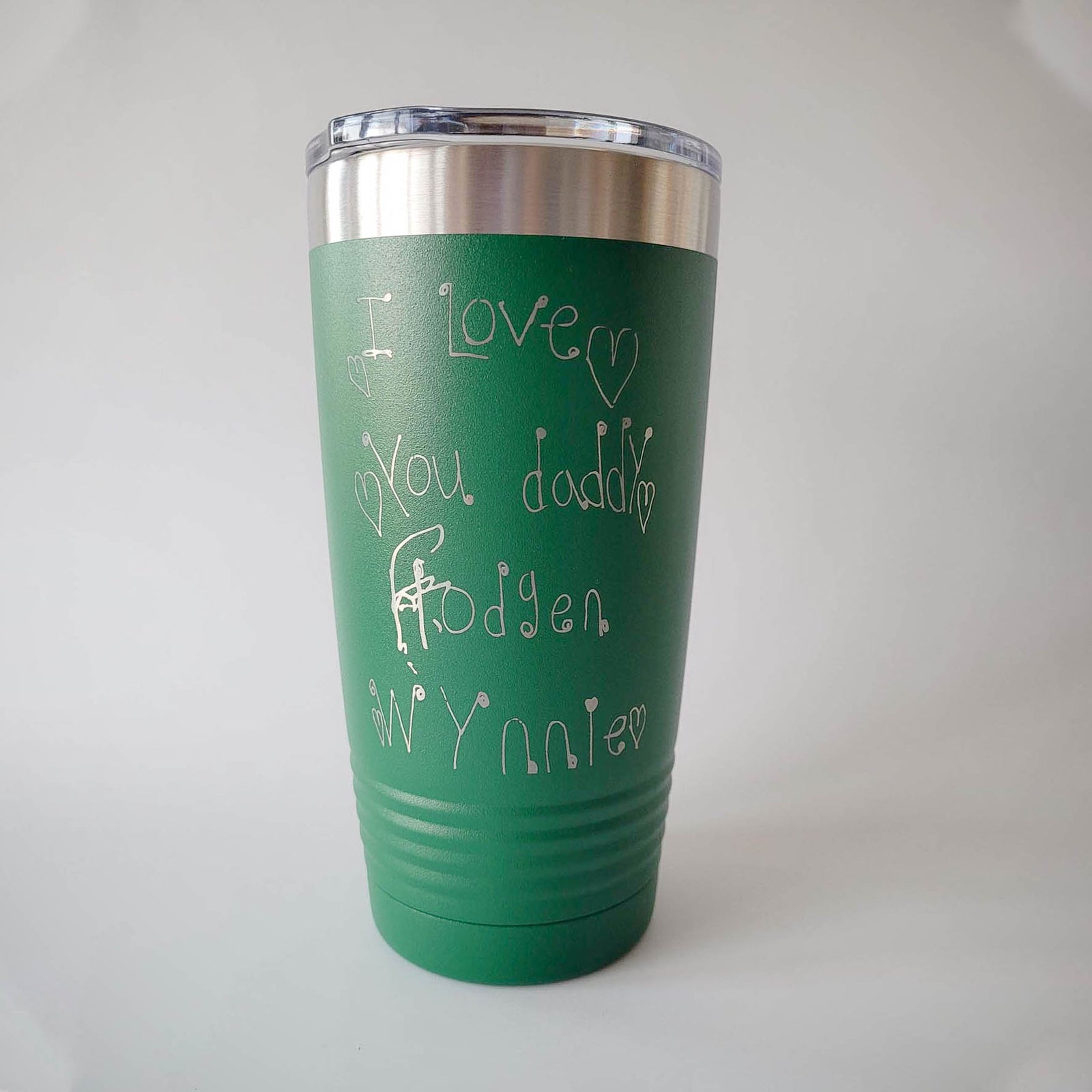 Engraved Handwriting 20oz Polar Camel Green tumbler by Sunny Box