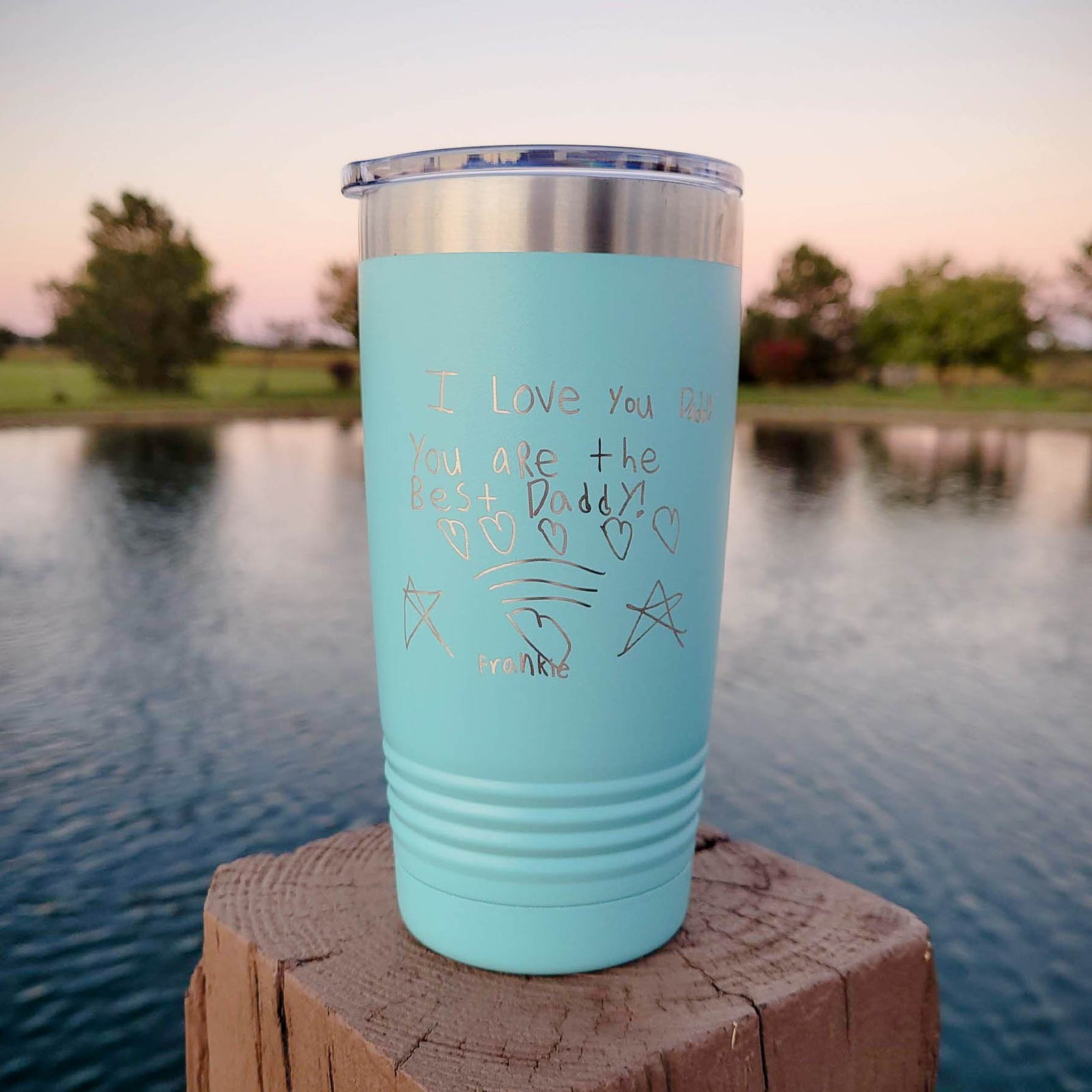 Engraved Handwriting 20oz Polar Camel Teal tumbler by Sunny Box