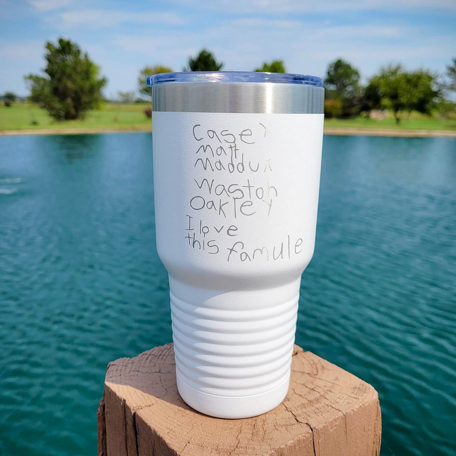 Engraved Handwriting 30oz Polar Camel White tumbler by Sunny Box