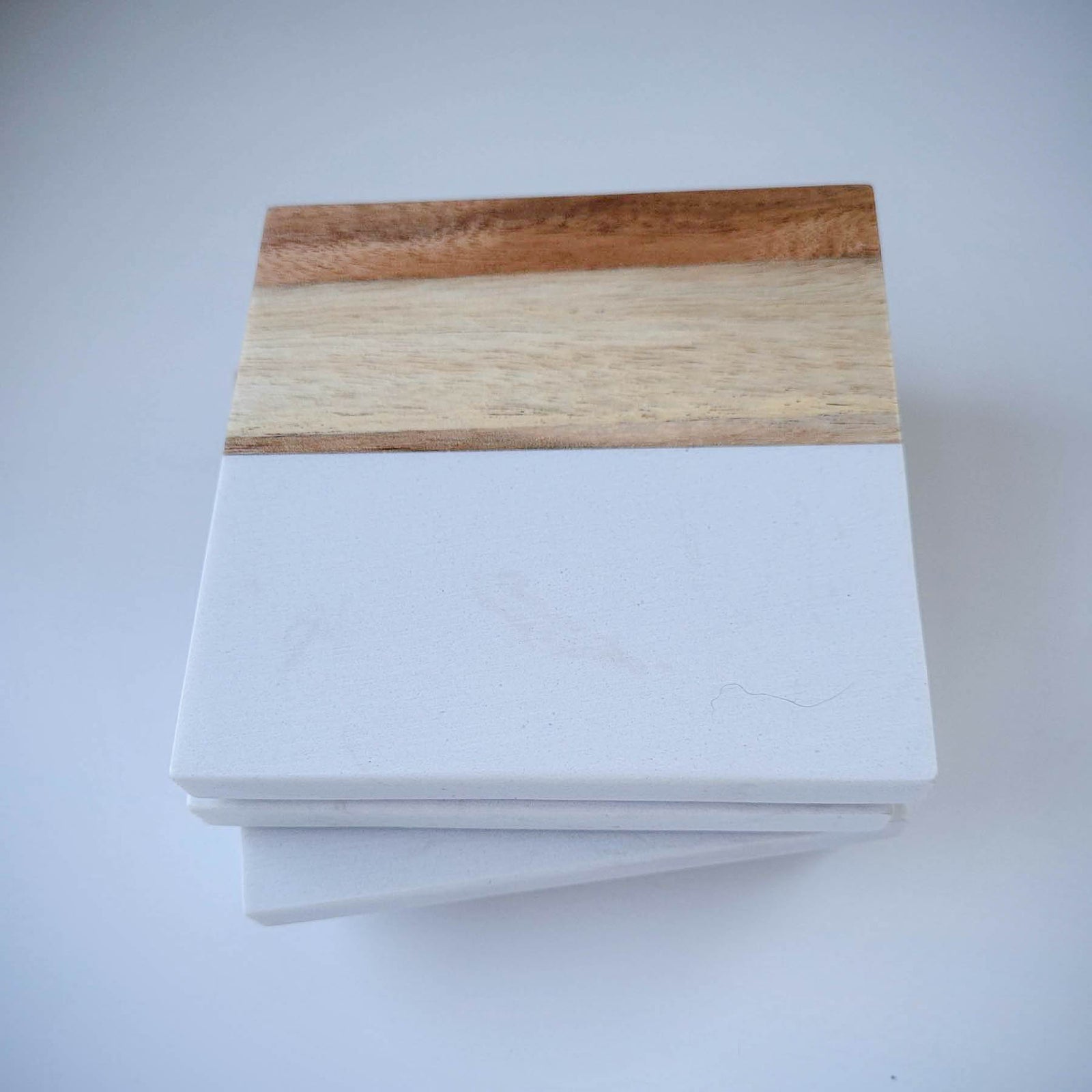 Personalized Acacia Wood and Marble Coasters