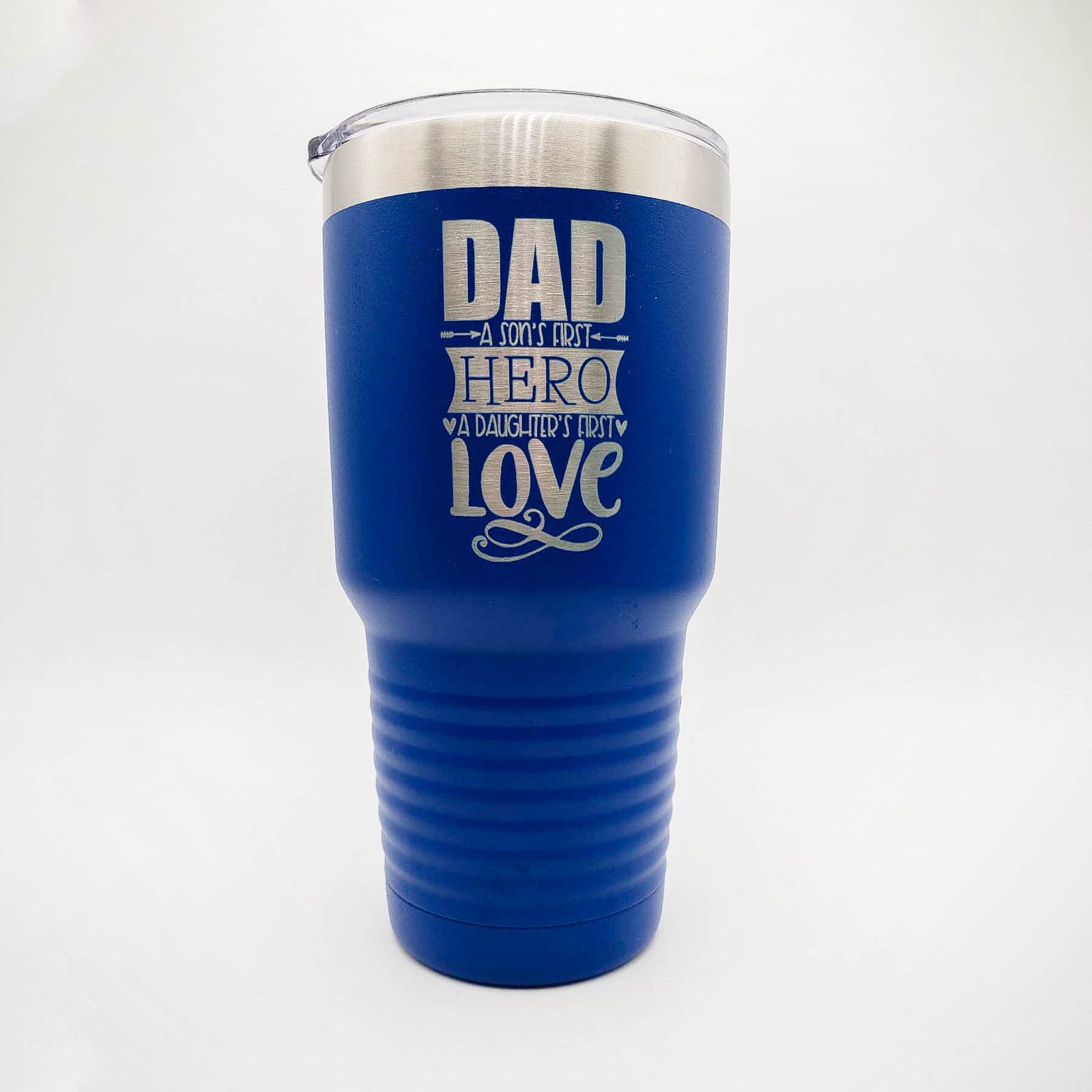 Dad A Sons First Hero A Daughters First Love - Engraved Polar Camel Tumbler 30oz Blue by Sunny Box