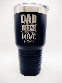 Dad A Sons First Hero A Daughters First Love - Engraved Polar Camel Tumbler 30oz Navy by Sunny Box