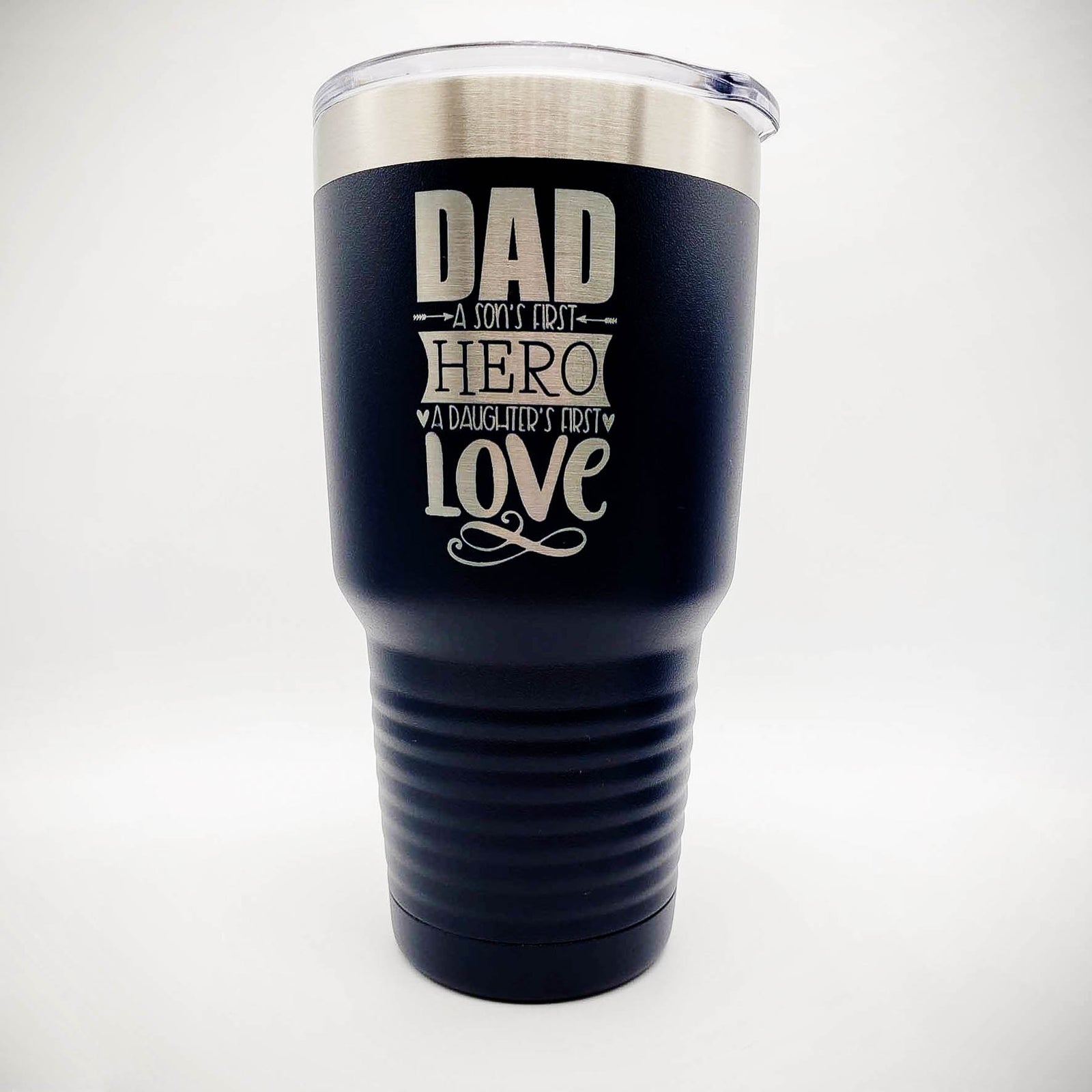 Dad A Sons First Hero A Daughters First Love - Engraved Polar Camel Tumbler 30oz Navy by Sunny Box