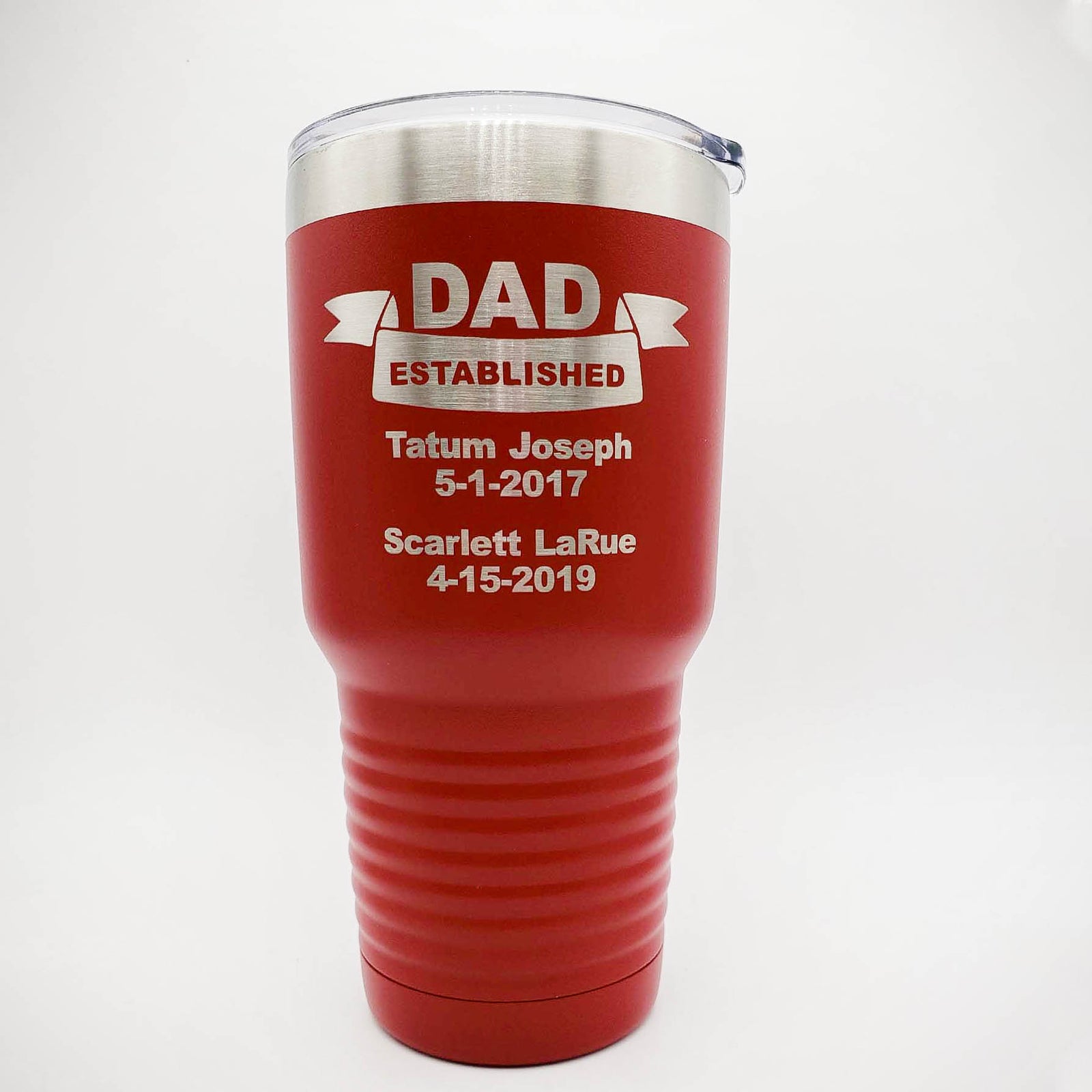 Dad Established - Engraved Father's Day Tumbler - 30oz red Polar camel - Sunny Box