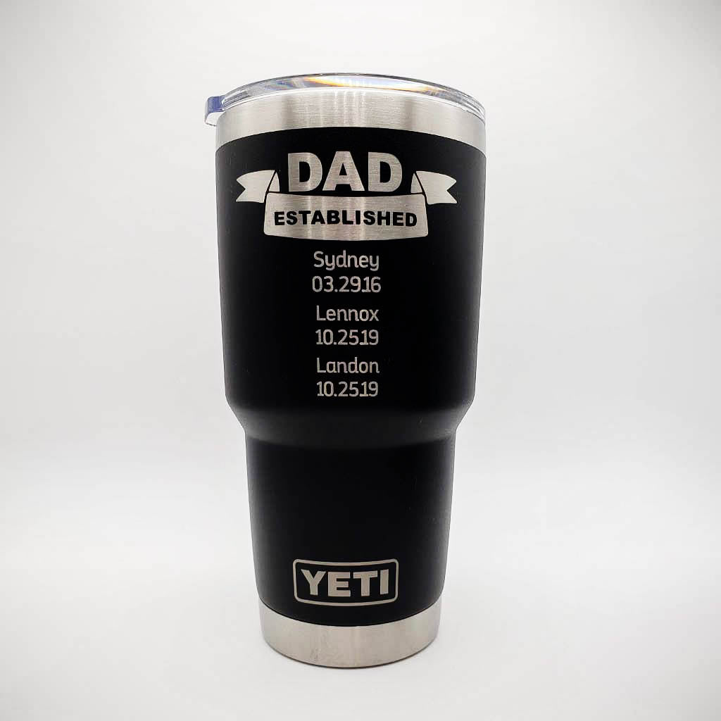 Dad Established Engraved YETI Tumbler