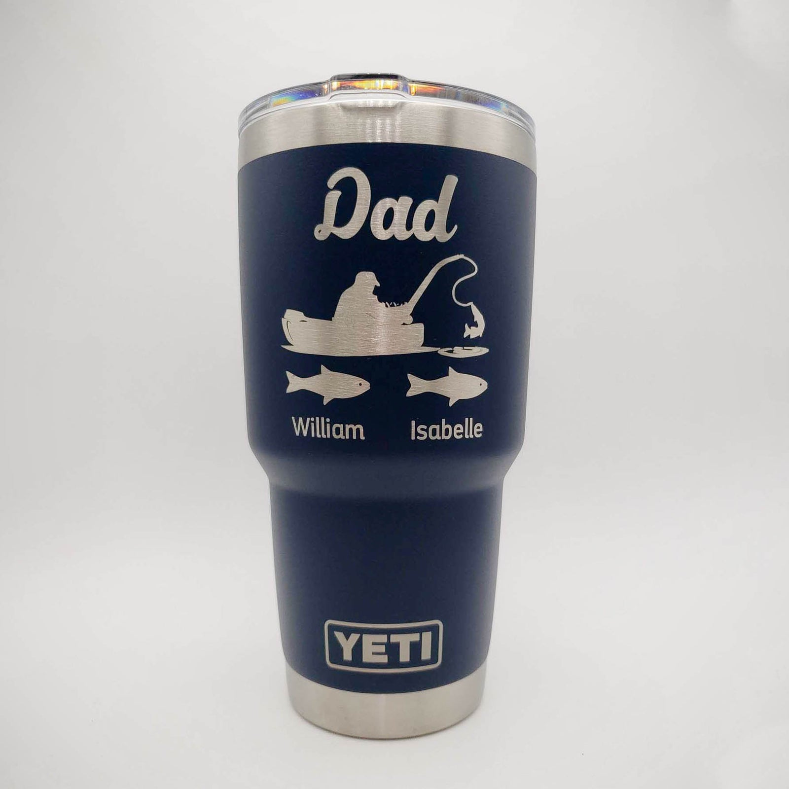 Personalized Fisherman Engraved YETI Tumbler with Baby Fish Names