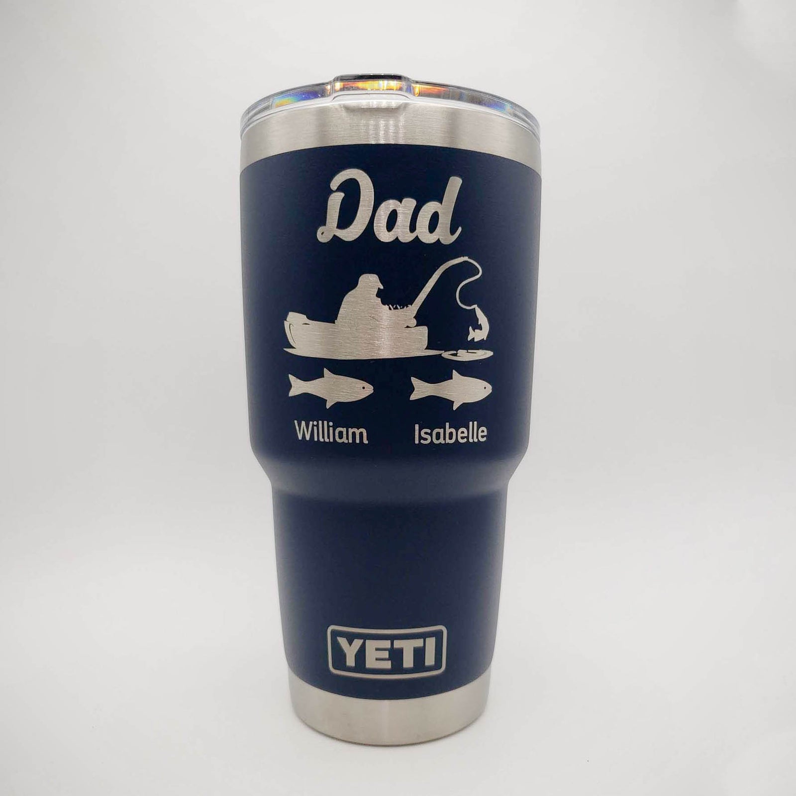 Dad Fisherman with Baby Fish - Personalized YETI Tumbler