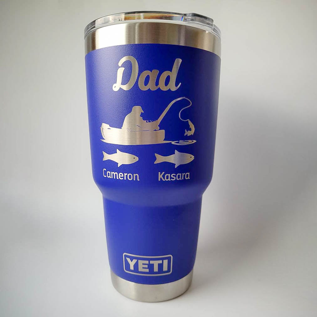 Dad Fisherman with Baby Fish - Personalized YETI Tumbler
