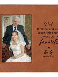 Father of the Bride Custom Engraved Leatherette Picture Frame Rawhide - Sunny Box