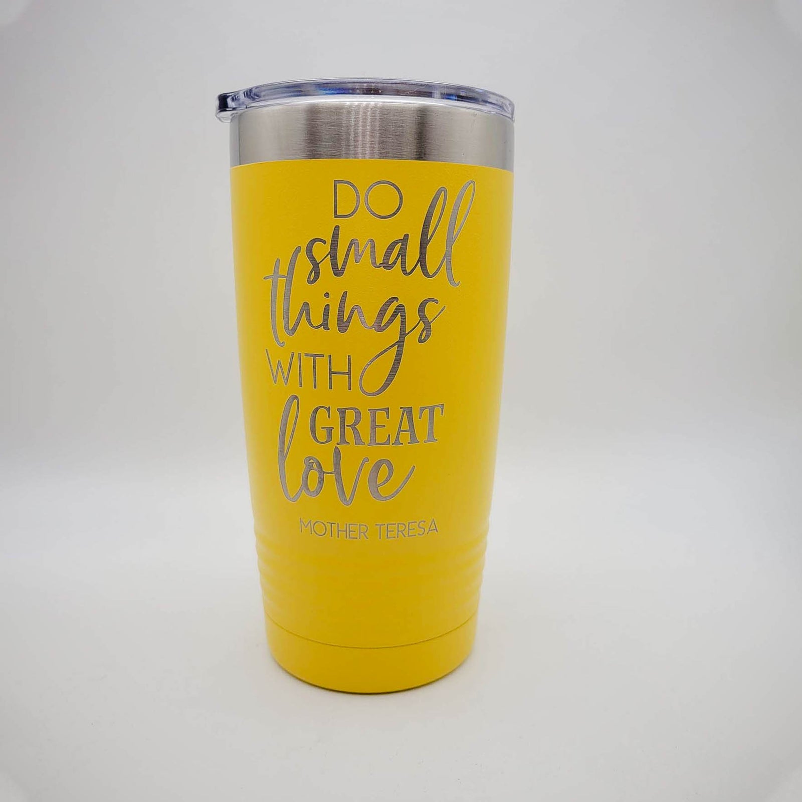 Do Small Things With Great Love Mother Theresa Quote Engraved 20oz Yellow Tumbler Sunny Box