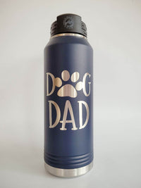 Dog Dad - Engraved 32oz Navy Water Bottle by Sunny Box