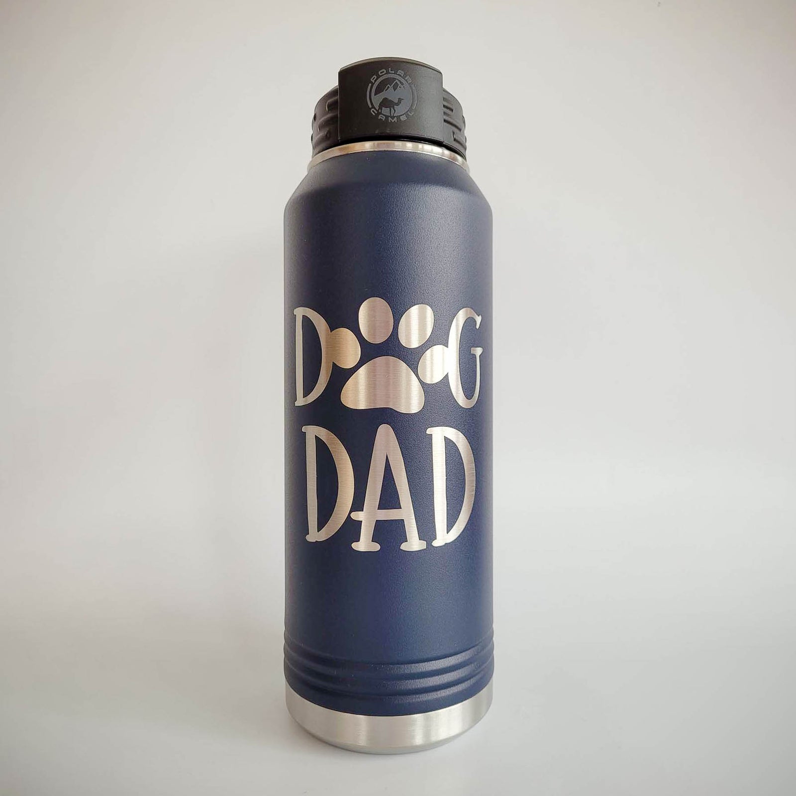 Dog Dad - Engraved 32oz Navy Water Bottle by Sunny Box