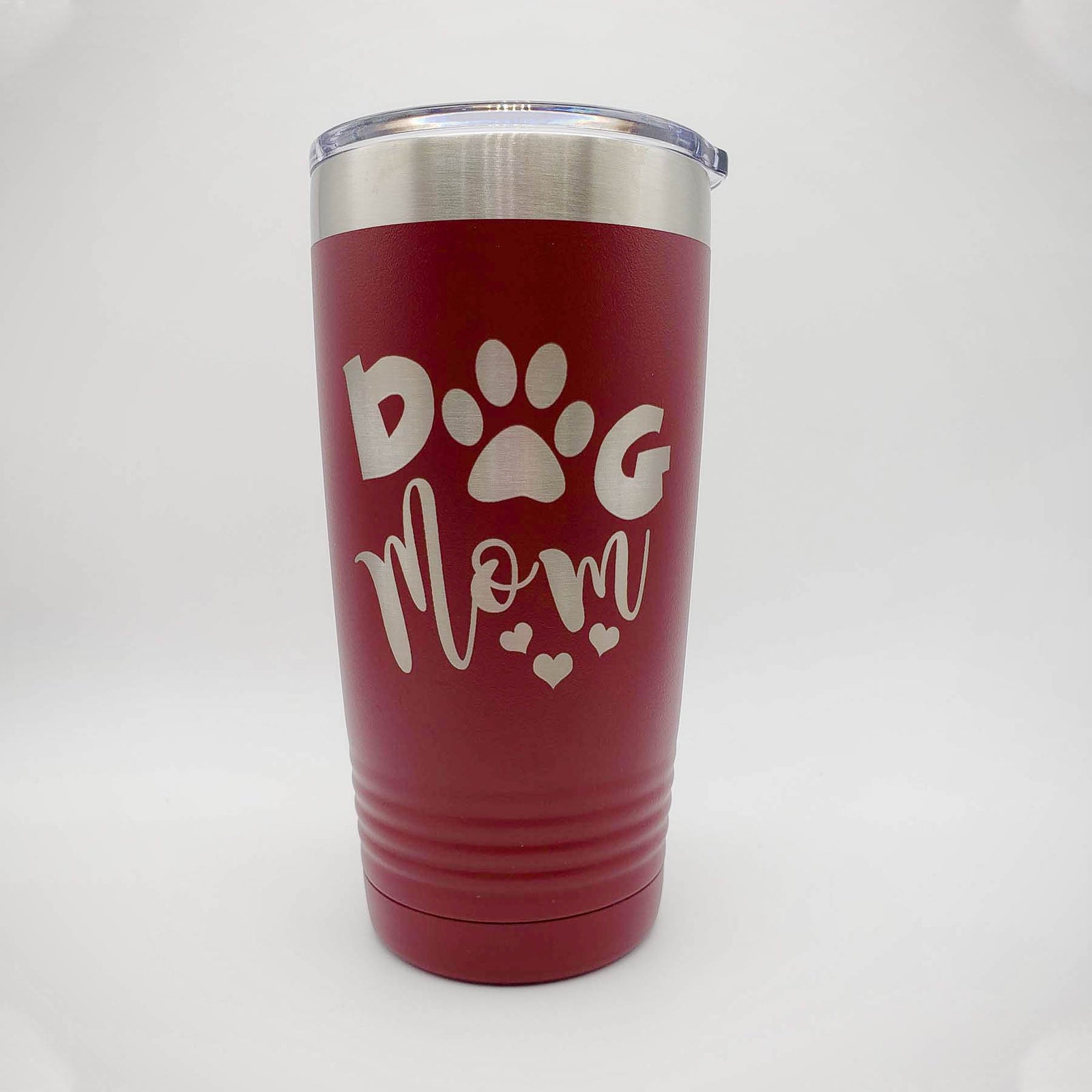 Dog Mom Engraved Tumbler 20oz Maroon - Sunny Box