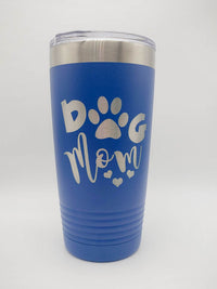 Dog Mom Engraved Tumbler 20oz Blue - Sunny Box