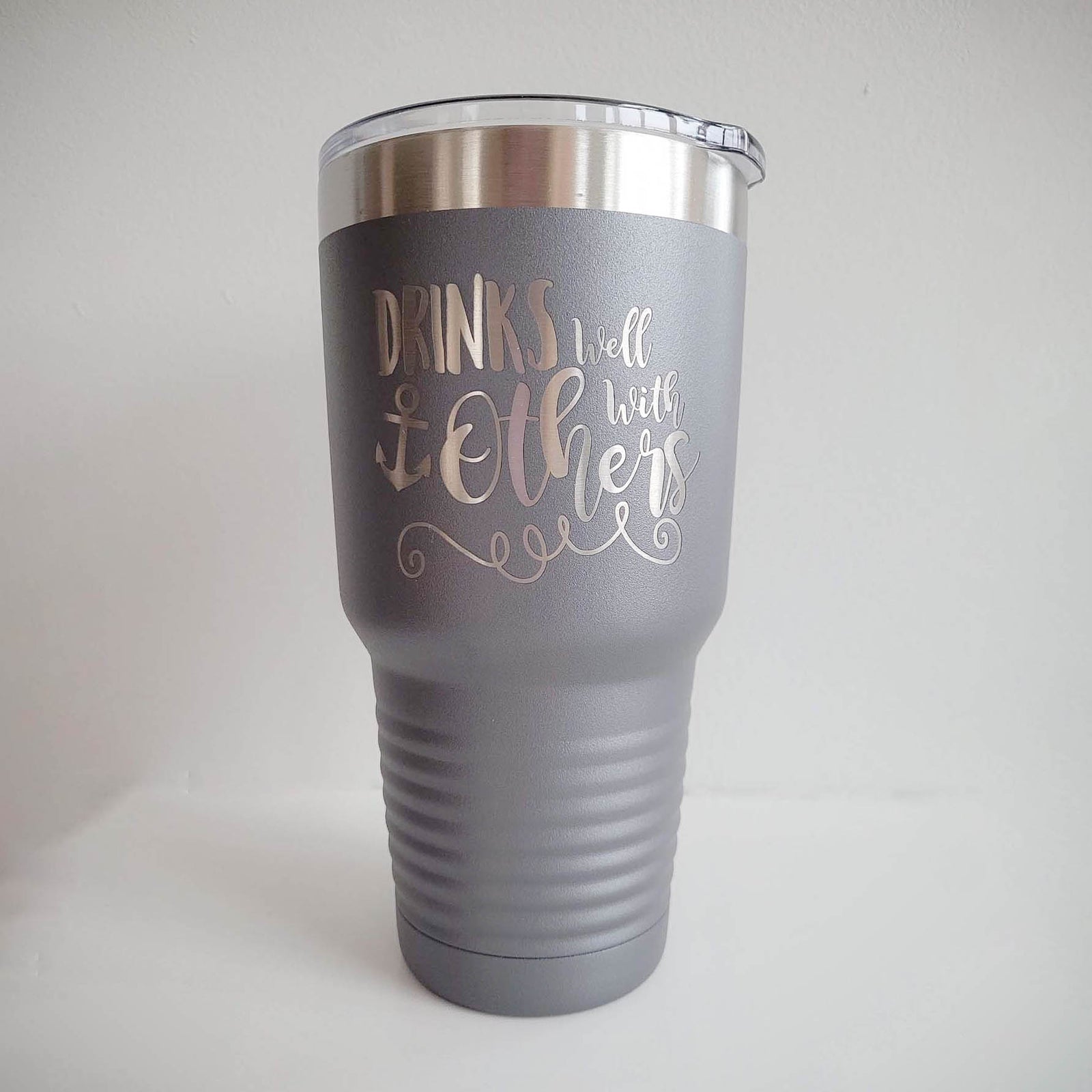 Drinks Well With Others - Engraved 30oz gray Polar Camel Tumbler for cruise or boat - Sunny Box