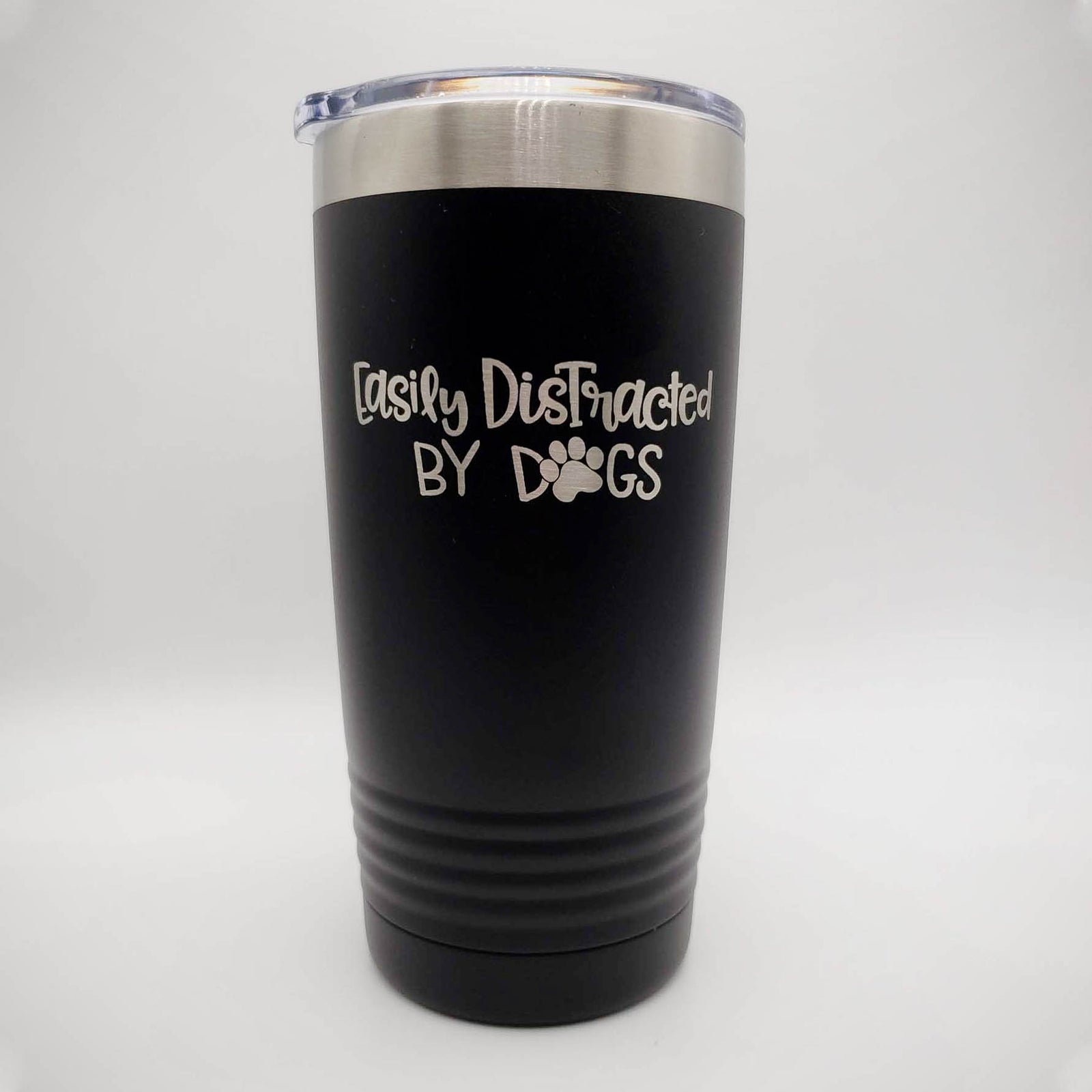Easily Distracted by Dogs - Engraved 20oz Black Polar Camel Tumbler - Sunny Box