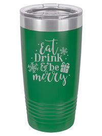 Eat Drink & Be Merry - Engraved 20oz Polar Camel Tumbler Green - Sunny Box