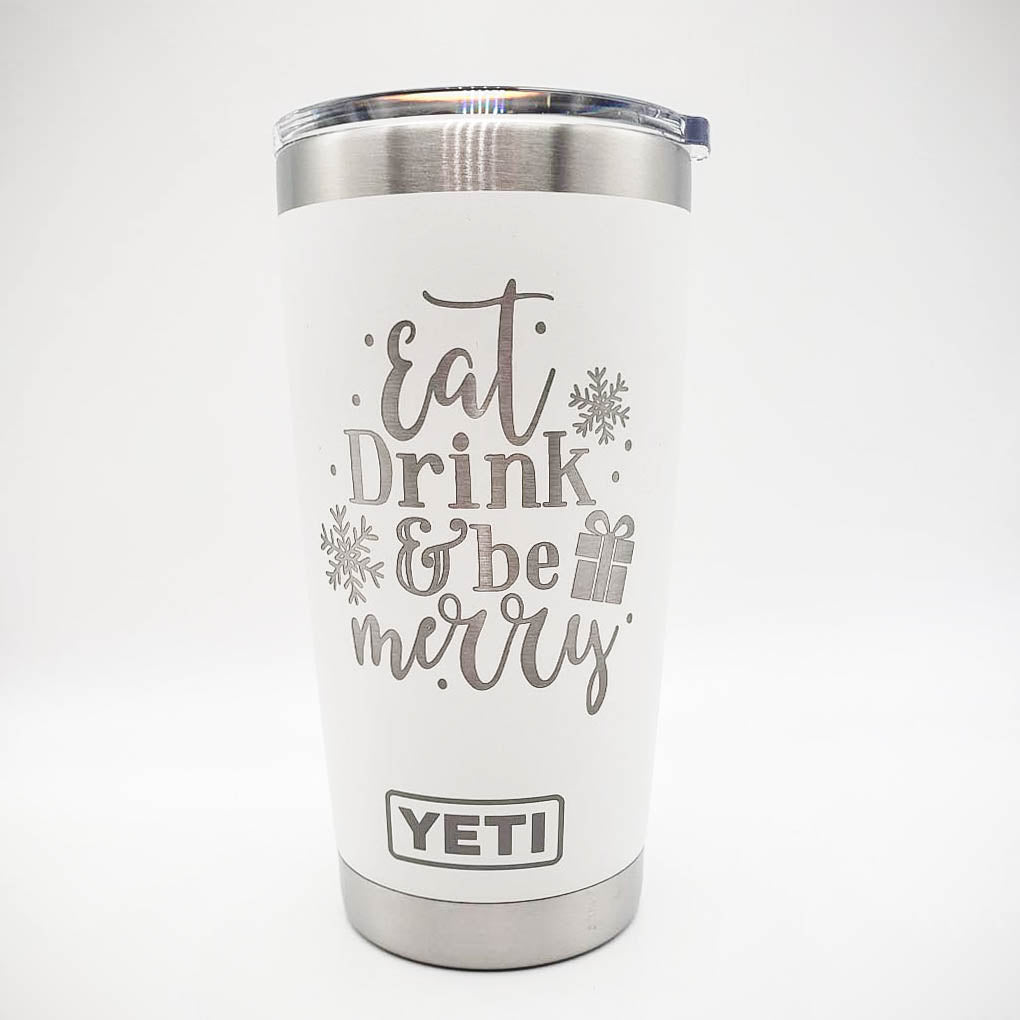 Eat, Drink & Be Merry Engraved Christmas YETI Rambler Tumbler