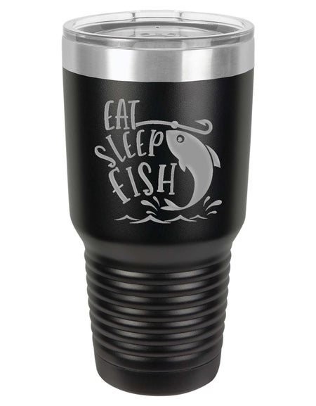 Eat Sleep Fish Engraved 30oz Black Polar Camel Tumbler - Sunny Box