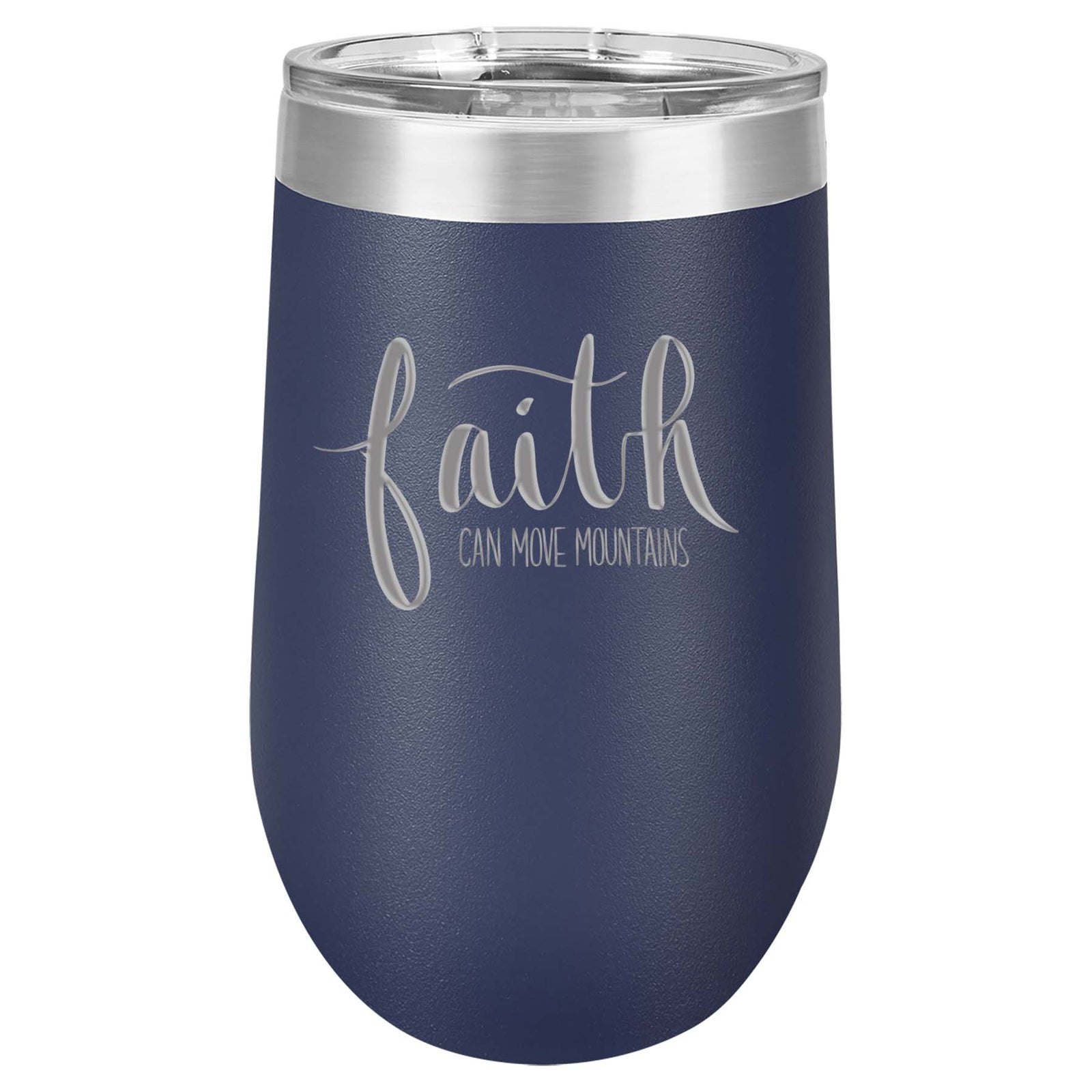 Faith Can Move Mountains - Engraved 16oz Wine Navy Polar Camel Tumbler - Sunny Box