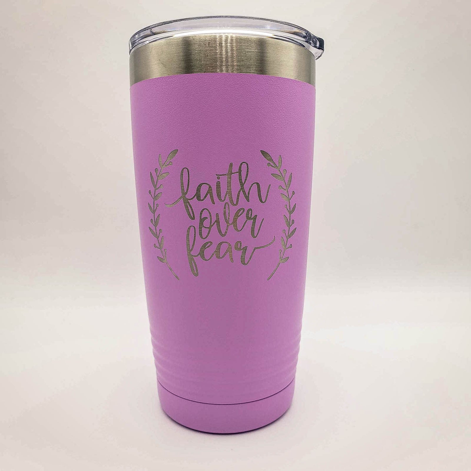 Faith Over Fear - Engraved 20oz Light Purple Polar Camel Tumbler - Sunny Box