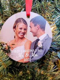 First Christmas as Mr. & Mrs. Personalized Photo Ornament - Christmas Gift - Sunny Box