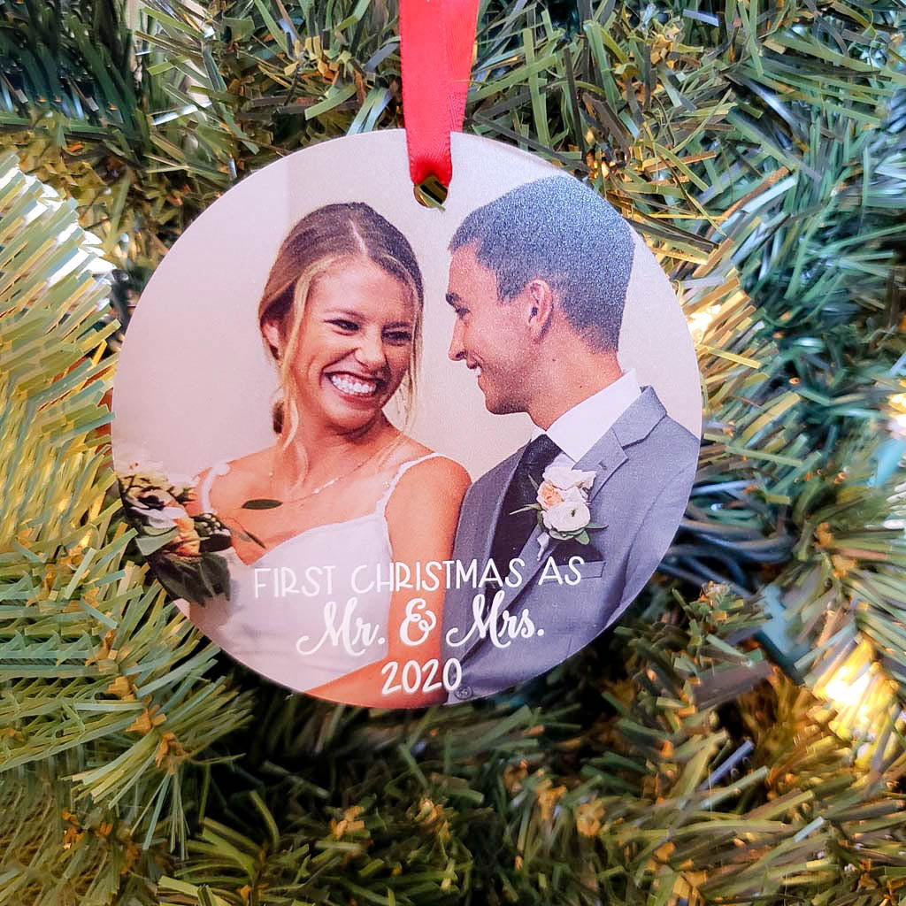 First Christmas as Mr. & Mrs. Personalized Photo Ornament - Christmas Gift - Sunny Box