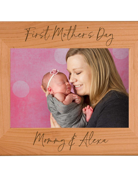 Personalized Engraved First Mother's Day Wood Picture Frame - Sunny Box