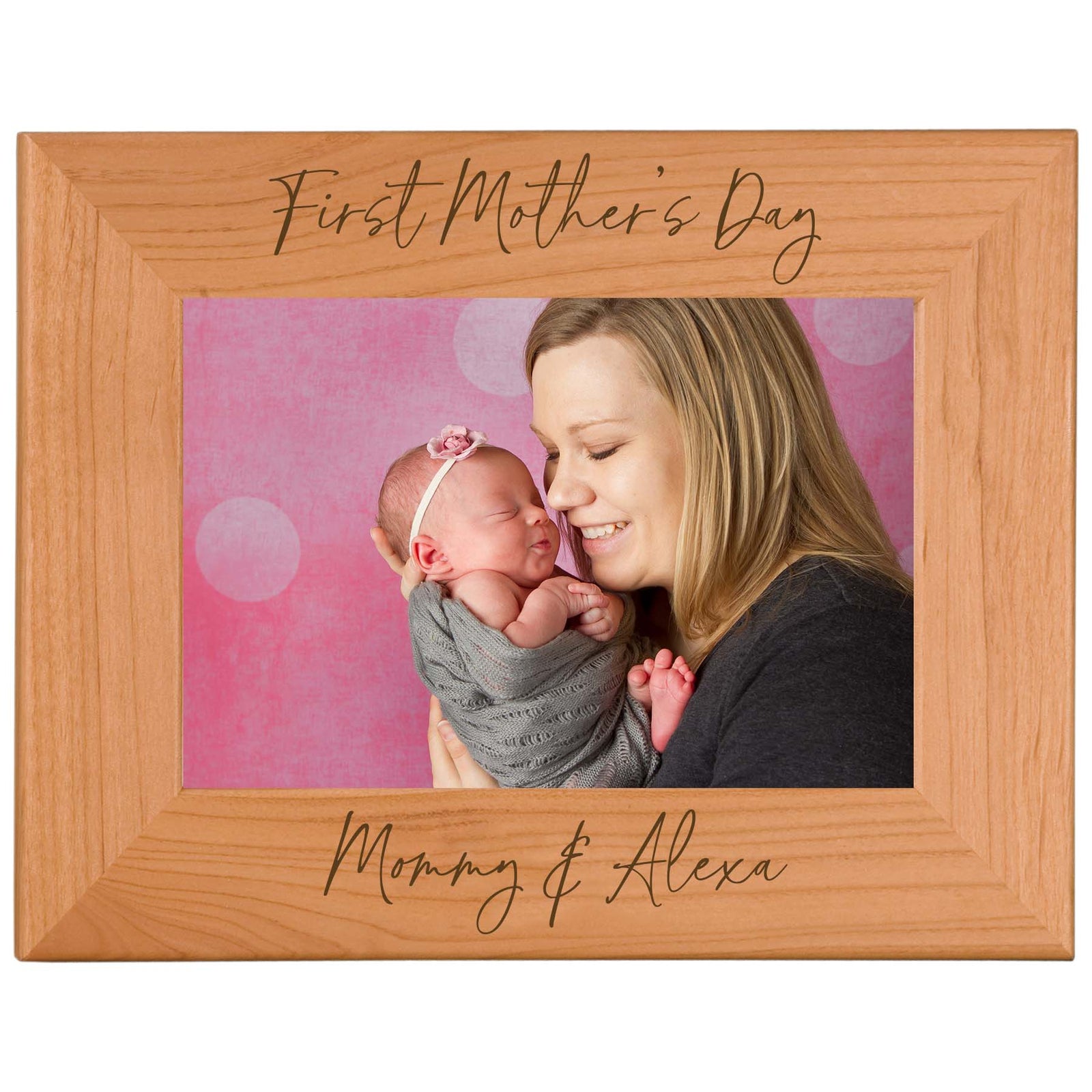 Personalized Engraved First Mother's Day Wood Picture Frame - Sunny Box
