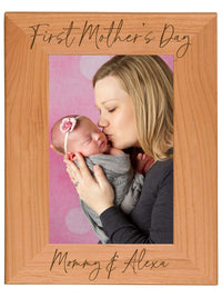 Personalized Engraved First Mother's Day Wood Picture Frame - Sunny Box