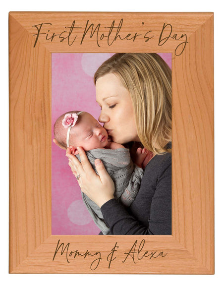 Personalized Engraved First Mother's Day Wood Picture Frame - Sunny Box