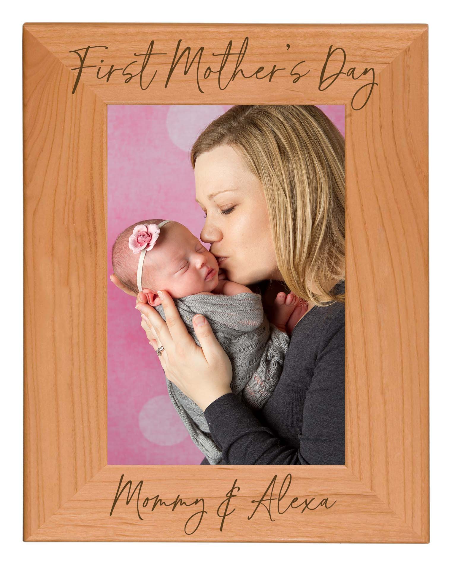 Personalized Engraved First Mother's Day Wood Picture Frame - Sunny Box