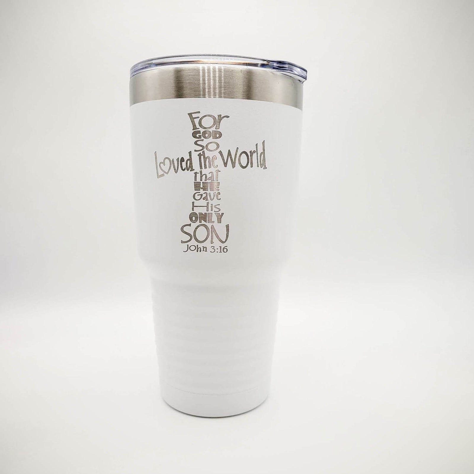 For God So Loved the World John 3:16 Engraved Polar Camel 30oz White Tumbler - Sunny Box