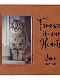 Forever In Our Hearts - Pet Memorial Personalized Leatherette Frame Rawhide - Sunny Box